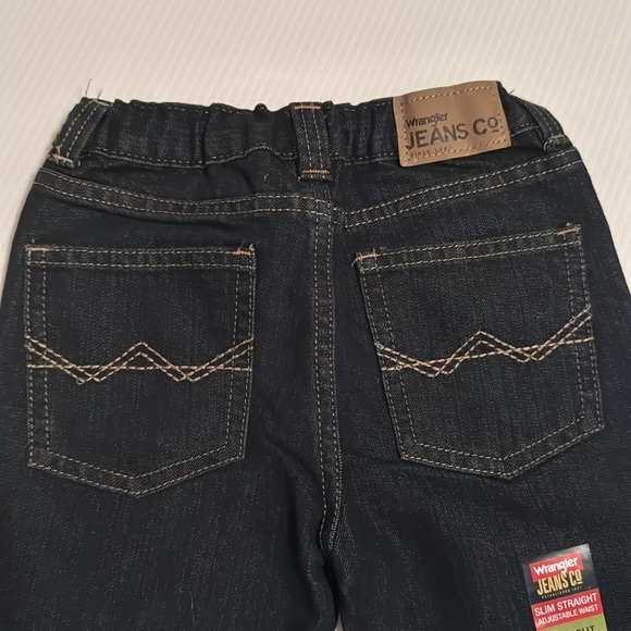 Wrangler slim straight, adjustable waist, boot cut blue jeans.  Size 5T - Picture 14 of 14
